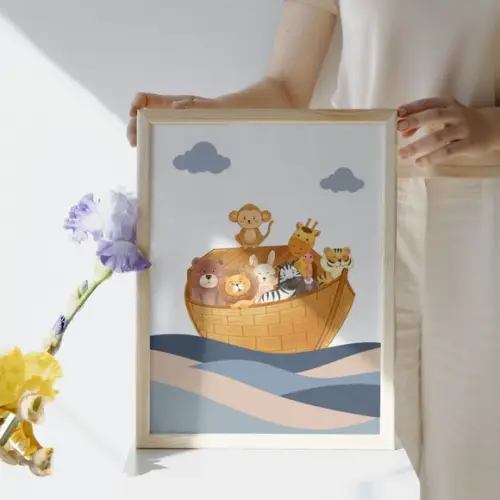 Quadro Bíblico Infantil Personalizado com Nome Moldura/vidro