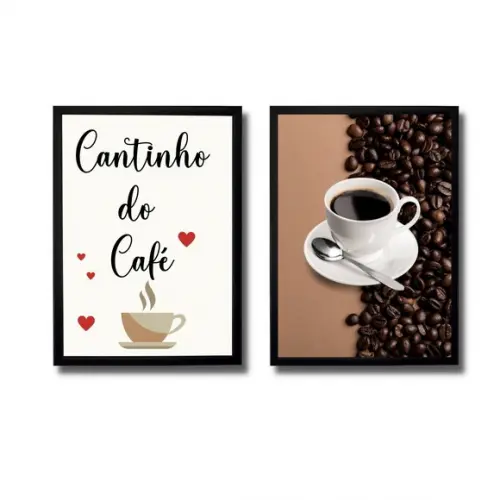 Quadro Cantinho do Café 20x30cm Kit com Moldura e Vidro
