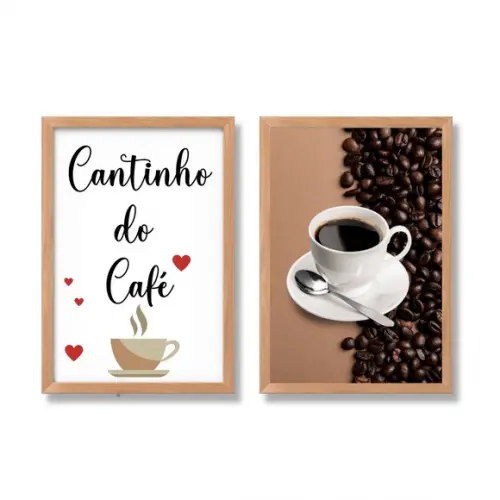 Quadro Cantinho do Café 20x30cm Kit com Moldura e Vidro