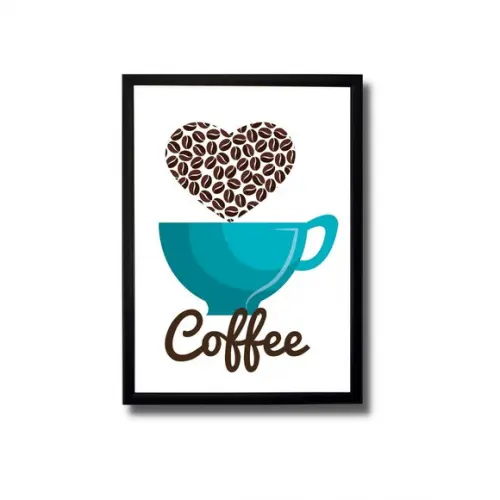 Quadro Cantinho do Café Azul Aparador 30x40 Moldura/vidro