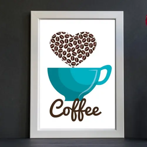 Quadro Cantinho do Café Azul Aparador 30x40 Moldura/vidro