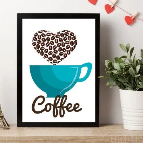 Quadro Cantinho do Café Azul Aparador 30x40 Moldura/vidro