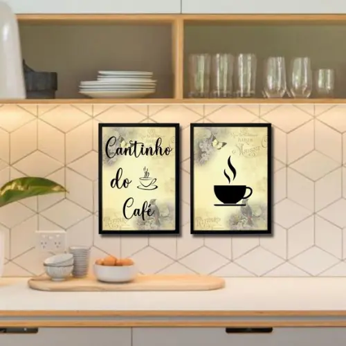 Quadro Cantinho do Café com Frases Amor Decorativo Aparador