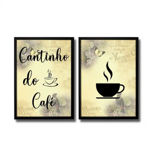 Quadro Cantinho do Café com Frases Amor Decorativo Aparador