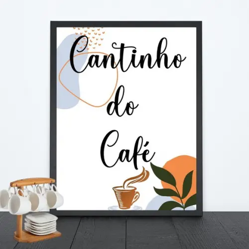 Quadro Cantinho do Café Cozinha com Vidro 30x40 cm