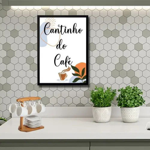 Quadro Cantinho do Café Cozinha com Vidro 30x40 cm