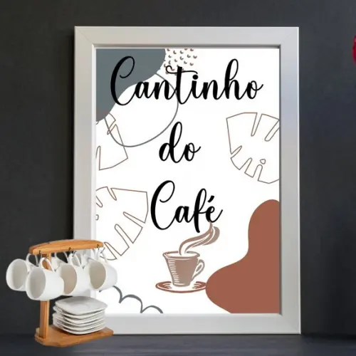 Quadro Cantinho do Café com Moldura/ Vidro 30x40cm
