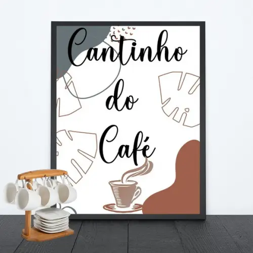 Quadro Cantinho do Café com Moldura/ Vidro 30x40cm