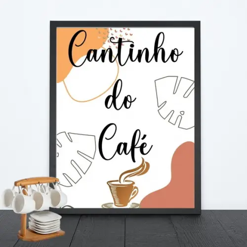 quadro cantinho do café frases 30x40 moldura com vidro