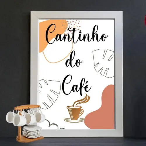 quadro cantinho do café frases 30x40 moldura com vidro