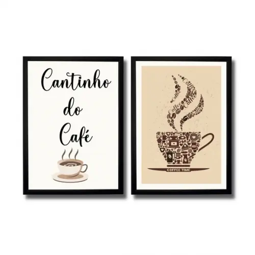 quadro cantinho do café frases amor 20x30 com moldura e vidr