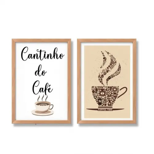 quadro cantinho do café frases amor 20x30 com moldura e vidr