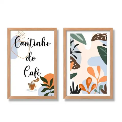 Quadro Cantinho do Café Kit 20x30 com Moldura e Vidro