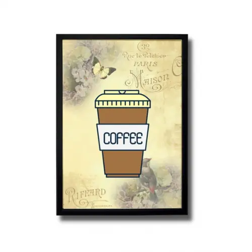 Quadro Cantinho do Café Moldura Preta com Vidro 20x30cm