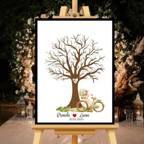 Quadro com Digitais Casamento Moldura+vidro+carimbeira 33x43