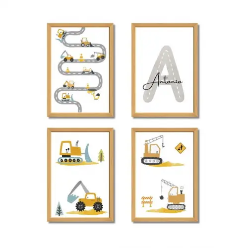 Quadro Construção Infantil | Personalizado com Nome do Bebê