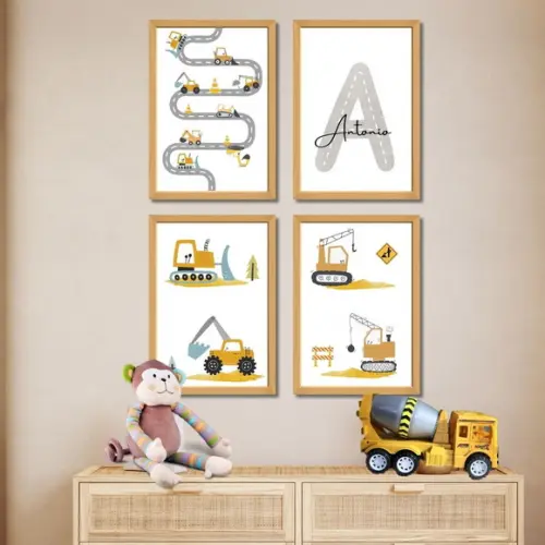 Quadro Construção Infantil | Personalizado com Nome do Bebê