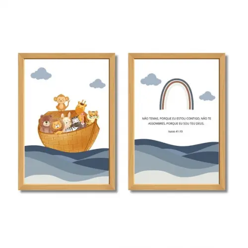Quadro Cristão Infantil com Versículo Bíblico | com Vidro
