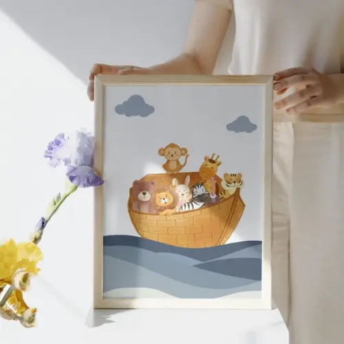 Quadro Cristão Infantil com Versículo Bíblico | com Vidro