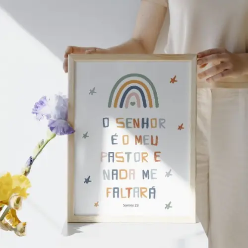 Quadro Cristão Infantil Personalizado com Versículo c/ Vidro