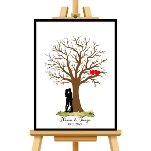 Quadro de Assinaturas Casamento Digitais Completo 33x43 cm