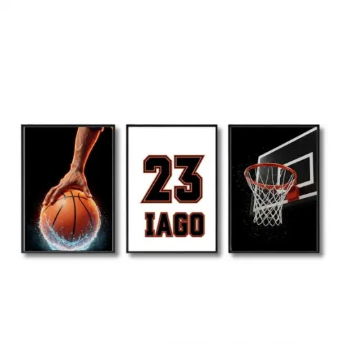 Quadro de Basquete para Quarto Gamer e Infantil com Vidro