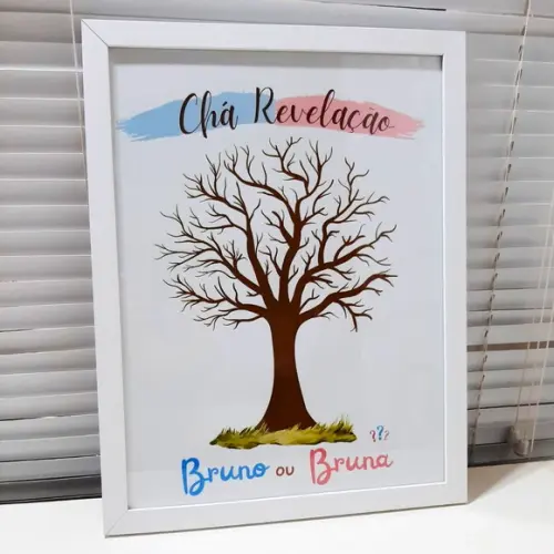 Quadro de Chá Revelação Simples com 2 Carimbeiras 33x43 cm
