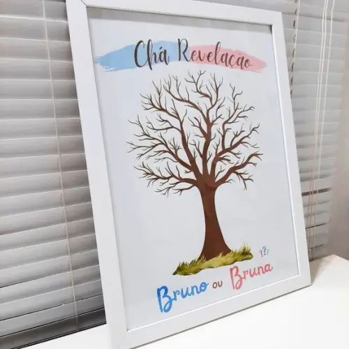Quadro de Chá Revelação Simples com 2 Carimbeiras 33x43 cm