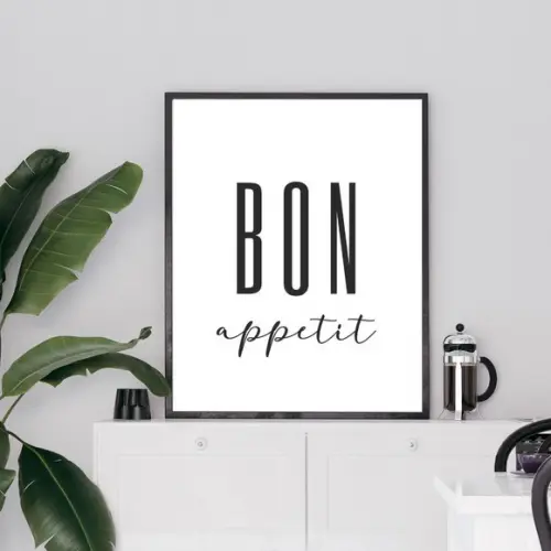 Quadro de Cozinha Decorativo Frase Bon Apetit 33x43cm