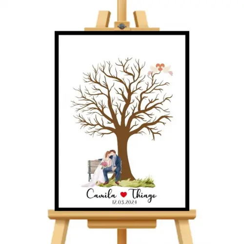 Quadro de Digitais Recepção Casamento Personalizado 33x43cm