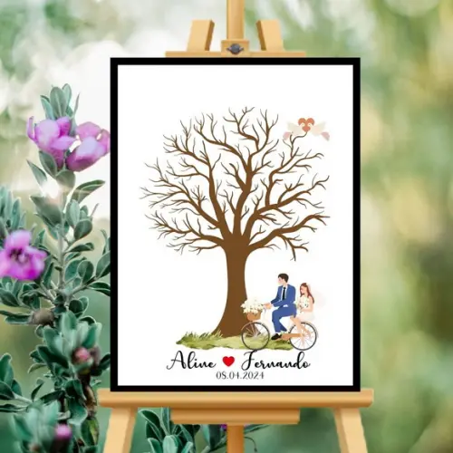 Quadro de Digital Casamento Moldura+vidro+carimbeira 33x43