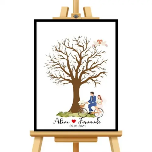 Quadro de Digital Casamento Moldura+vidro+carimbeira 33x43
