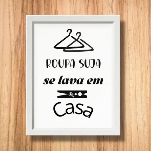 quadro de lavanderia com frase divertida com vidro 30x40cm
