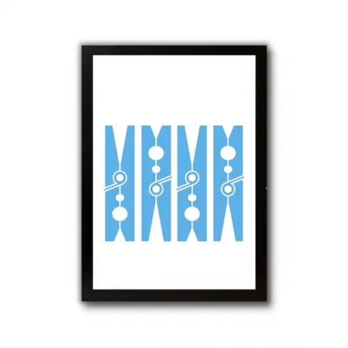 quadro de lavanderia com moldura prendedores 30x40 com vidro