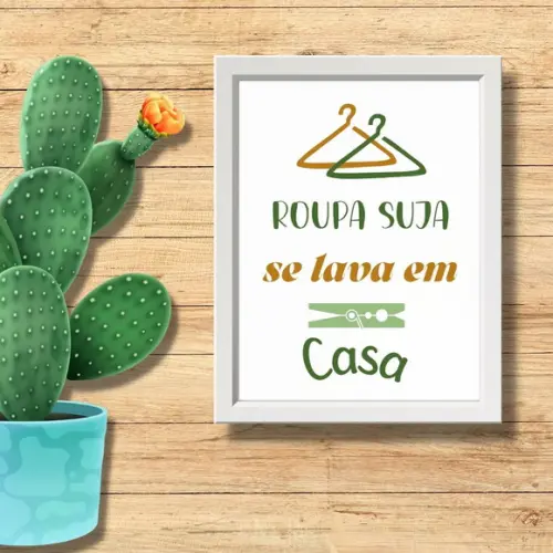 Quadro de Lavanderia Frases Humor Roupa Suja 30x40 com Vidro