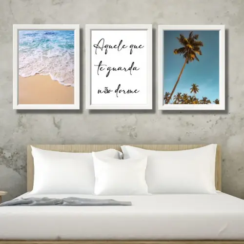 Quadro de Parede Quarto com Moldura Vidro Elegante 33x43 cm