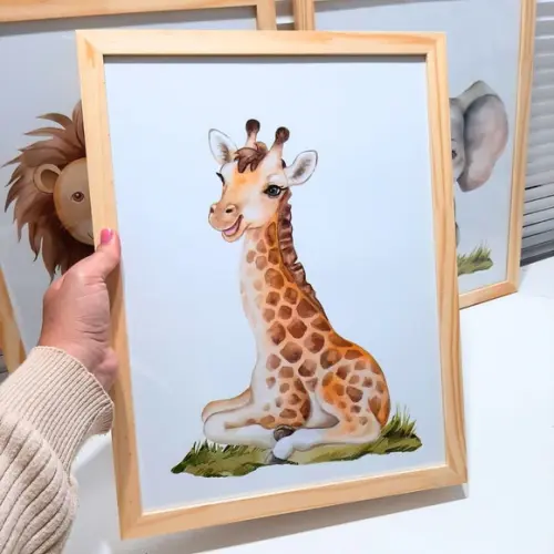 Quadro Decoração Safari Animais Quarto Infantil 33x43 cm