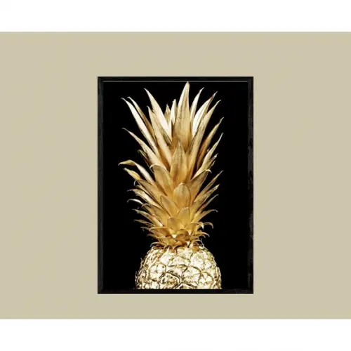 Quadro Decorativo Abacaxi Dourada para Cozinha Grande