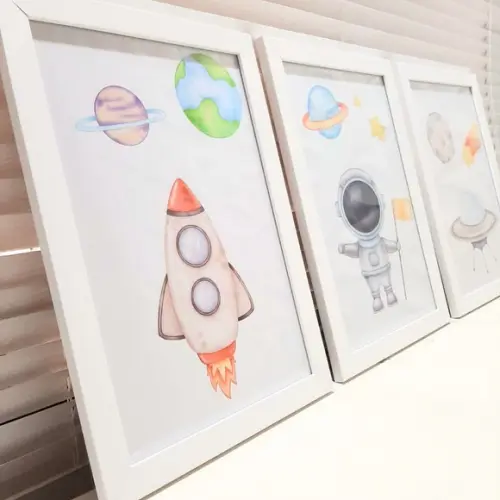 Quadro Decorativo Astronauta Quarto Infantil Menino 23x33cm