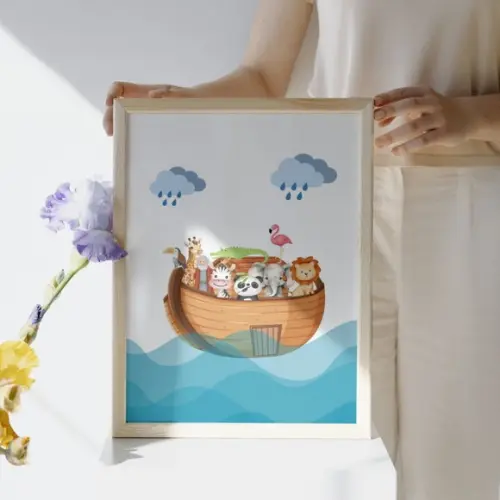 Quadro Decorativo Bebê com Frase Bíblica | Moldura e Vidro