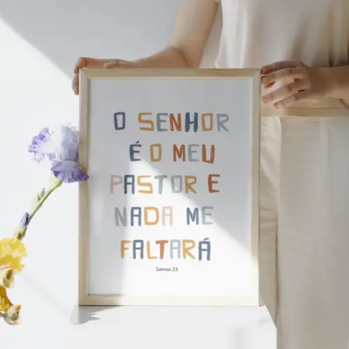 Quadro Decorativo Bebê com Frase Bíblica | Moldura e Vidro
