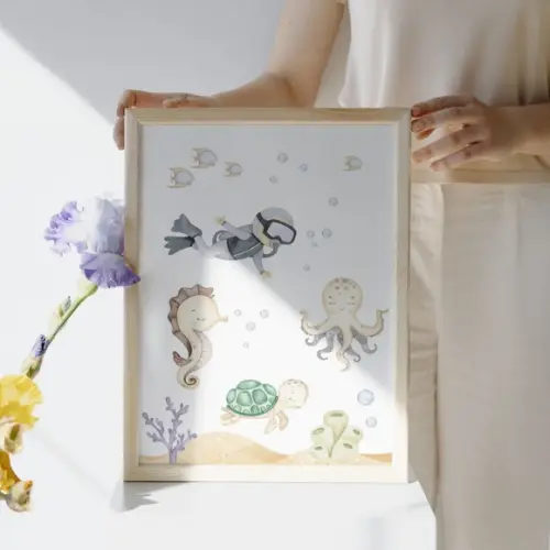 Quadro Decorativo Bebê | Fundo do Mar Frase Bíblica