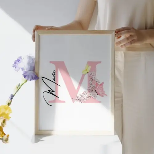 Quadro Decorativo Borboleta Infantil Personalizado Versículo