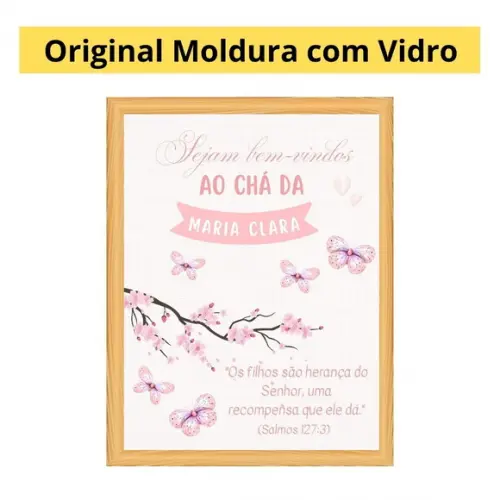 Quadro Decorativo Chá de Bebê Rosa Bem-vindas Personalizado