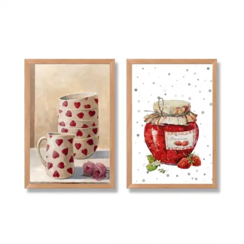 quadro decorativo cozinha kit 2 unid. 20x30 moldura e vidro