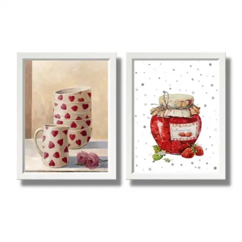 quadro decorativo cozinha kit 2 unid. 20x30 moldura e vidro