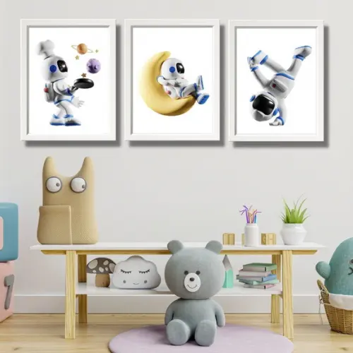 Quadro Decorativo Espaço Lua Infantil Quarto de Bebe 20x30cm