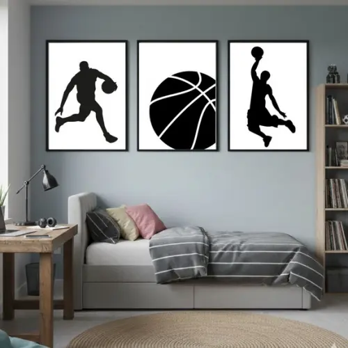 Quadro Decorativo Esporte Basquete Moldura com Vidro