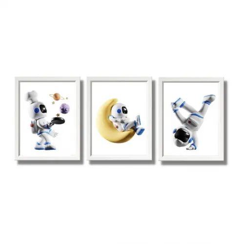 Quadro Decorativo Espaço Lua Infantil Quarto de Bebe 20x30cm