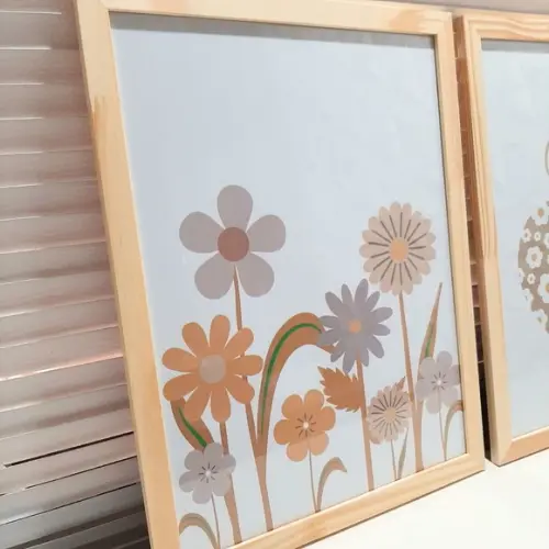 Quadro Decorativo Feminino Flores Jardim Coração 33x43cm